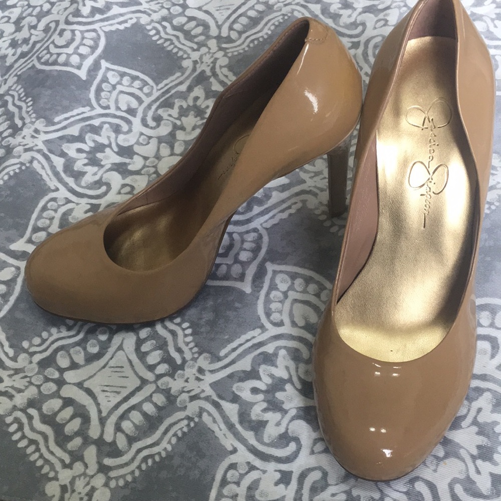 Jessica Simpson patent leather nude heels